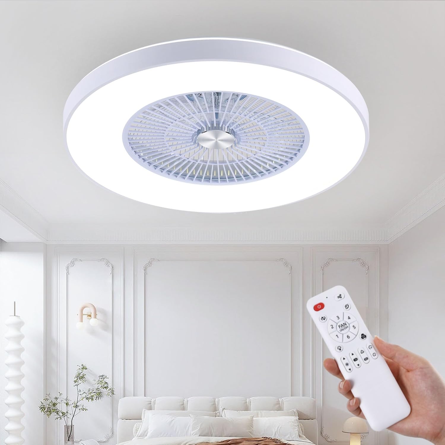24 Bladeless Ceiling Fan with Lights and Remote Control Options