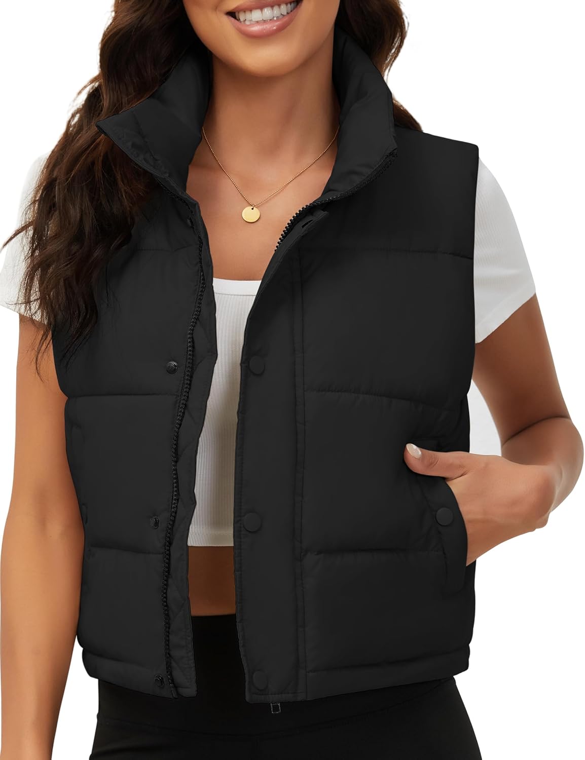 Fengbay Womens Puffer Vest: Trendy Sleeveless Cropped Style