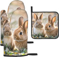 Cute Rabbit Oven Mitt Set - Heat Resistant & Non-Slip
