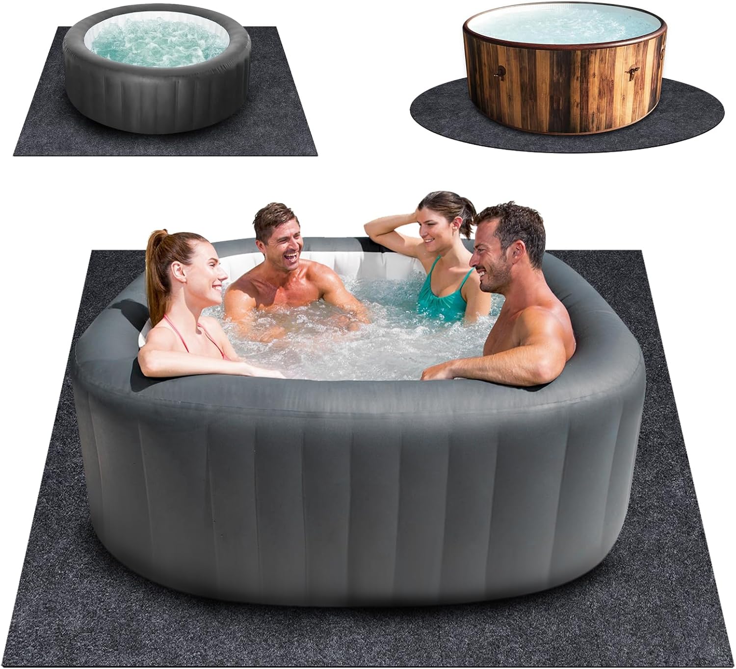 100 Inch Hot Tub Mat - Extra Large Waterproof Slip-Proof Pad