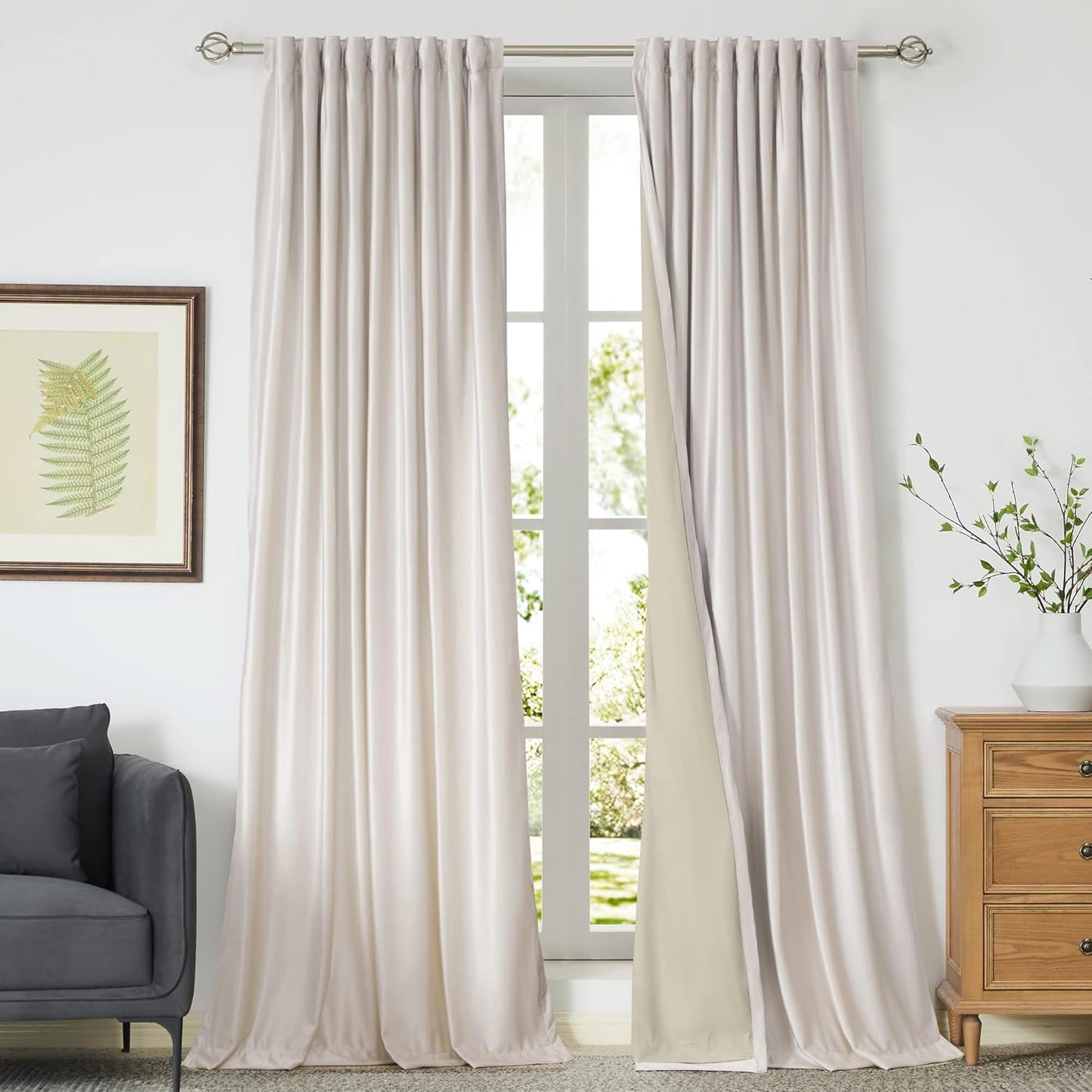 100% Blackout Velvet Curtains 120 inch Long for Living Room