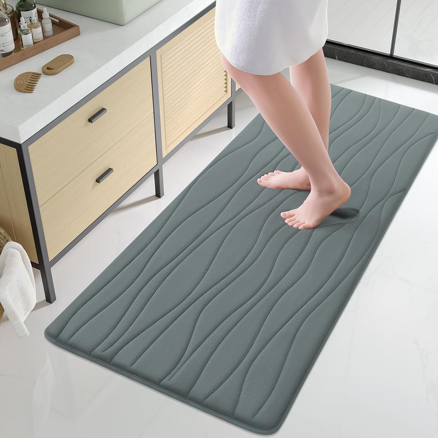 Buganda Memory Foam Bathroom Rug Mat 59x24, Soft and Absorbent