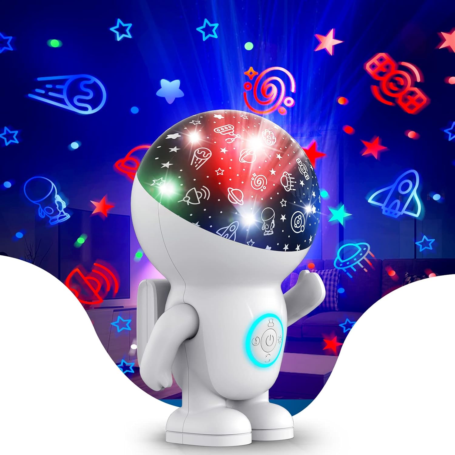 360 Rotating Astronaut Star Projector - Sleep Peacefully!
