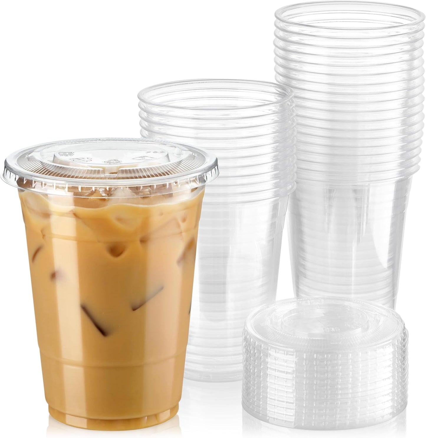 Durable 16 oz Clear Plastic Cups with Lids for All Occasions