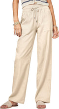 Women Linen Pants Wide Leg Palazzo - Drawstring Comfort 29/31/33in