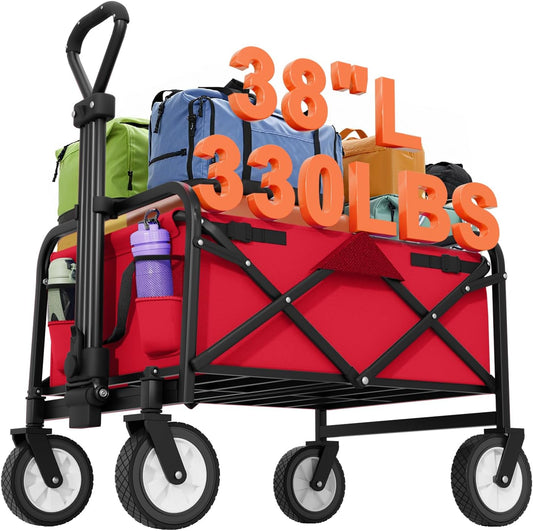Collapsible Wagon Folding Garden Cart with Large Capacity