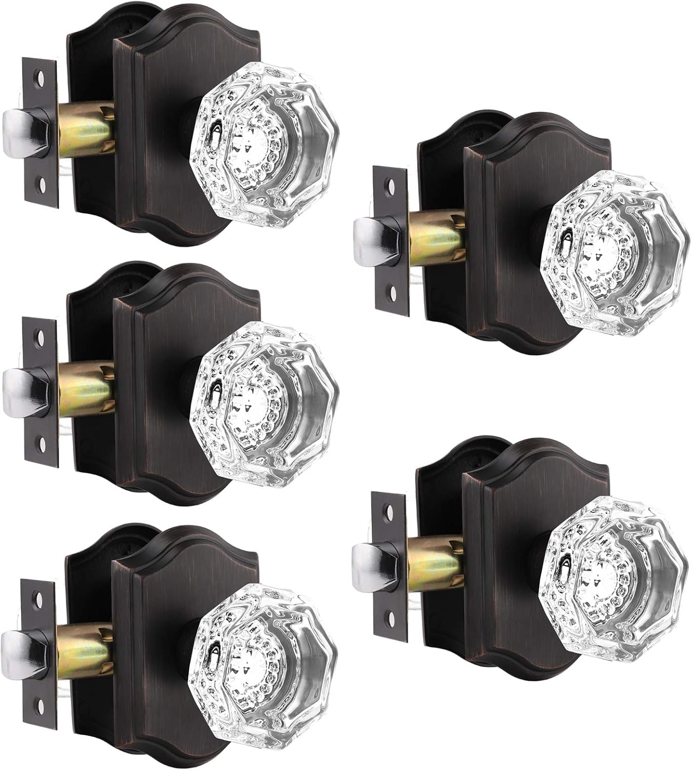 Gobrico 5 Pack Clear Crystal Glass Door Knobs for Home Use