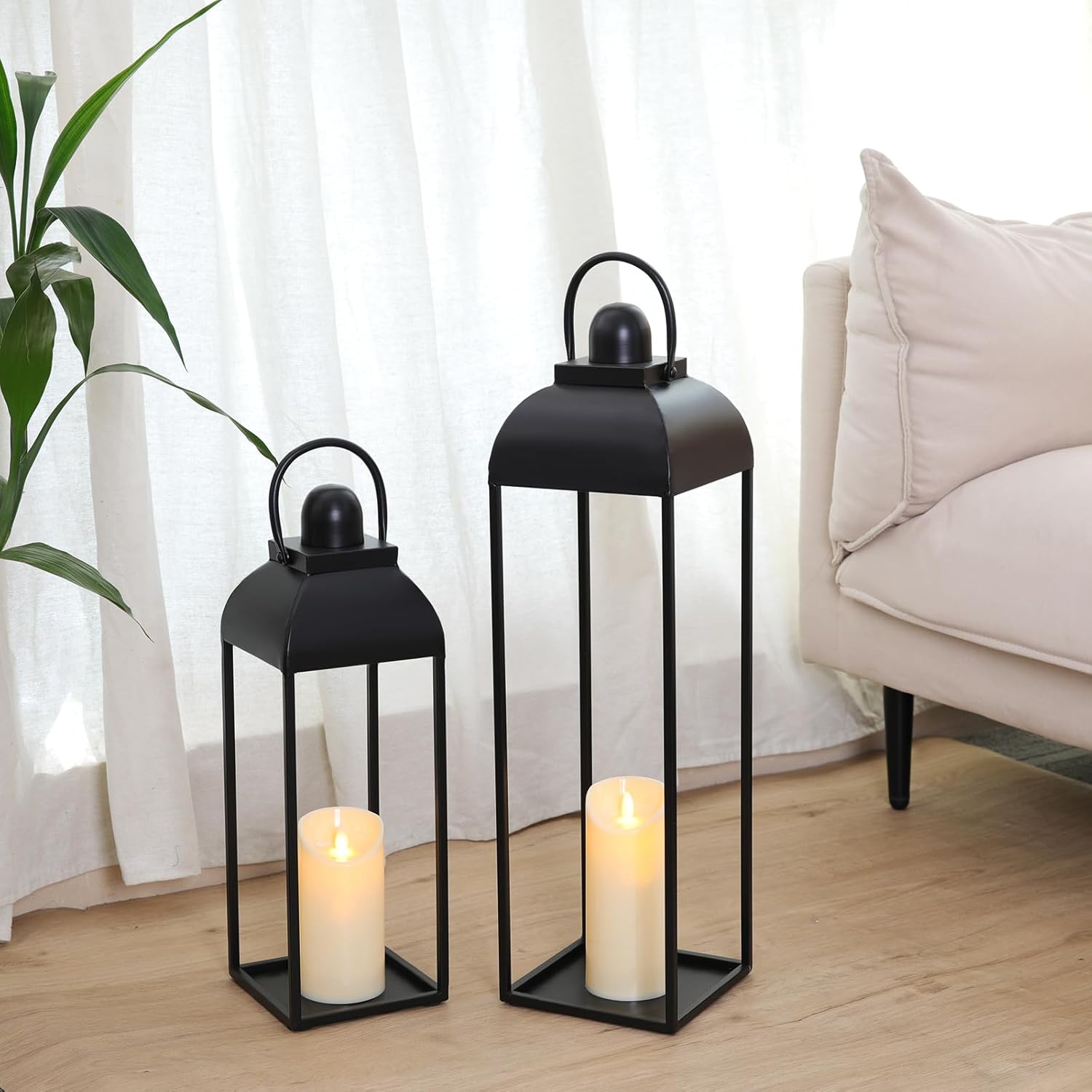 Decorative Candle Lanterns Set of 2 for Indoor Outdoor Use