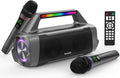 Karaoke Machine with Two Wireless Microphones - 100W Portable Speaker