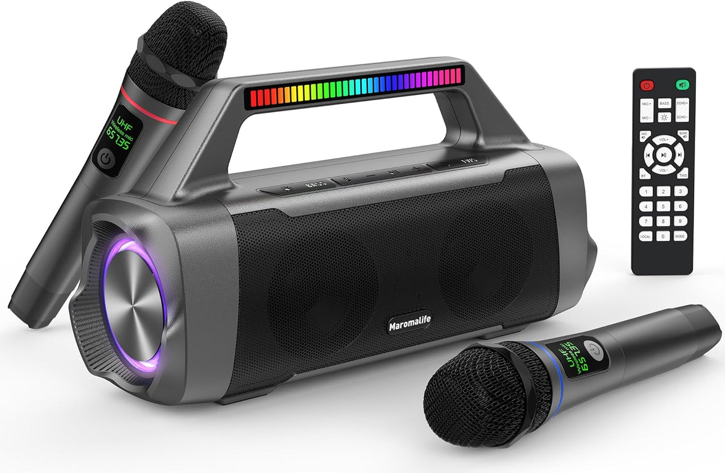 Maromalife Karaoke Machine: Wireless Mic Duo, 100W Stereo Sound, Waterproof, Bluetooth 5.3