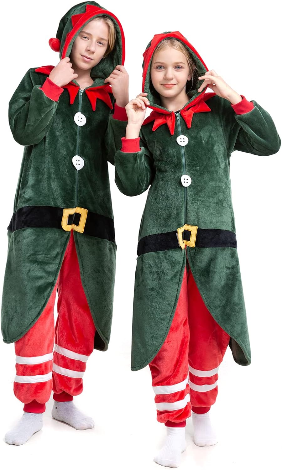 HSCTEK Kids Christmas Flannel Onesie with Hood for Fun