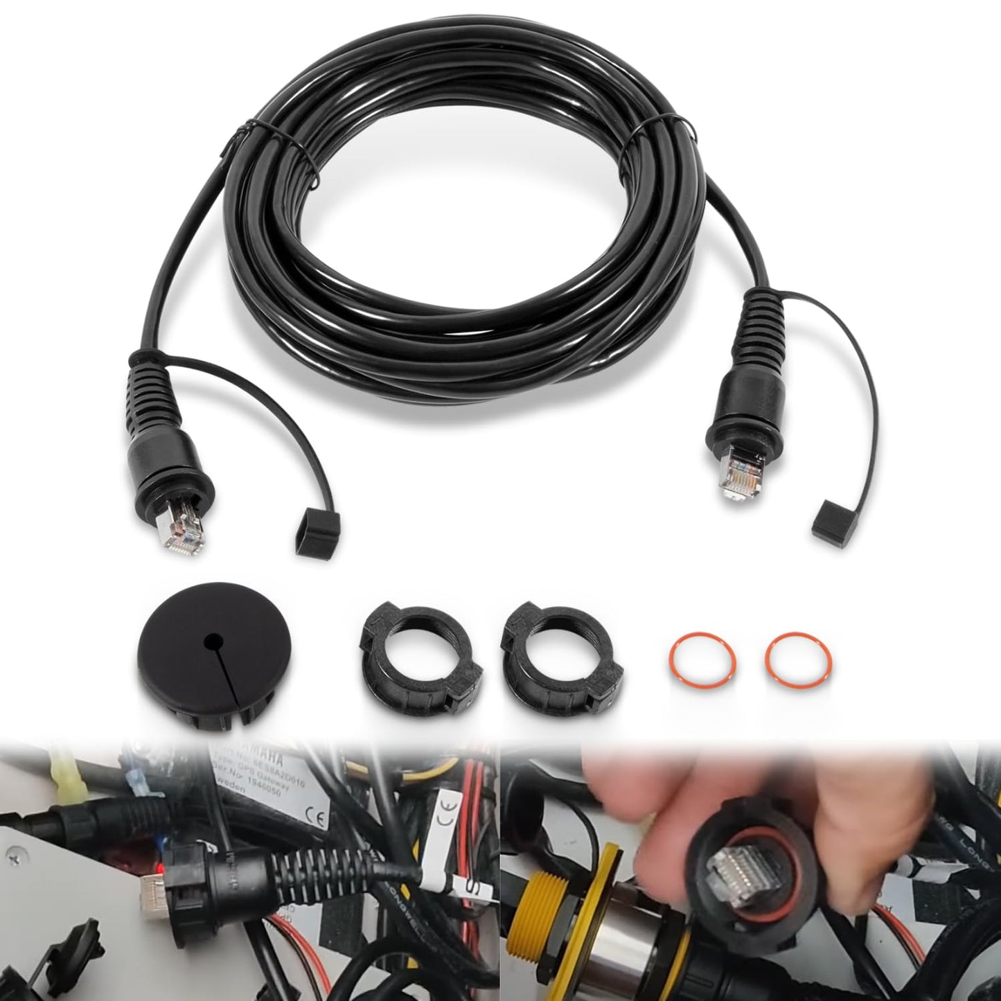 Marine Network Cable 20 Feet with Waterproof Cap for Garmin Devices
