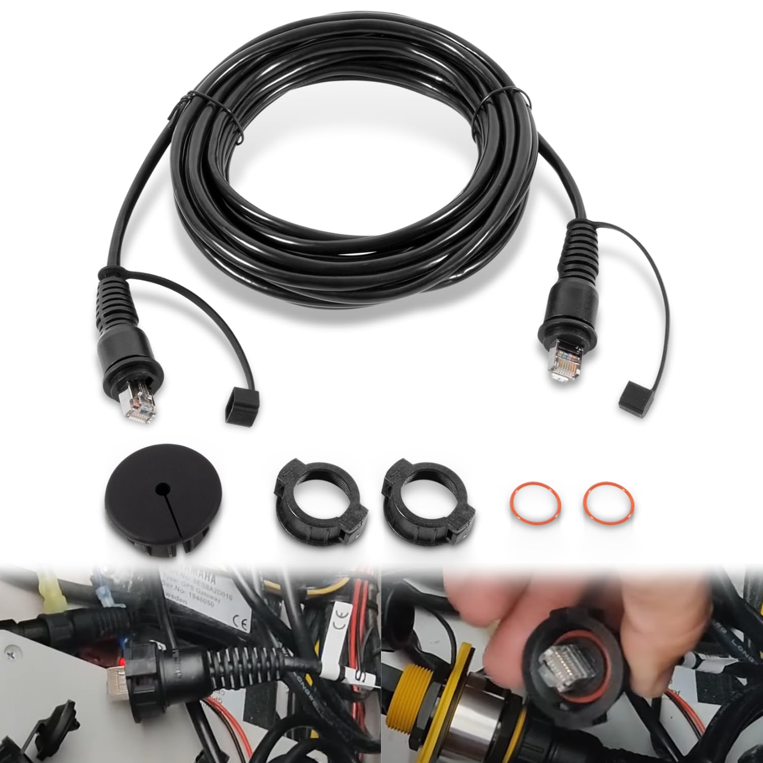 Marine Network Cable 20 Feet with Waterproof Cap for Garmin Devices