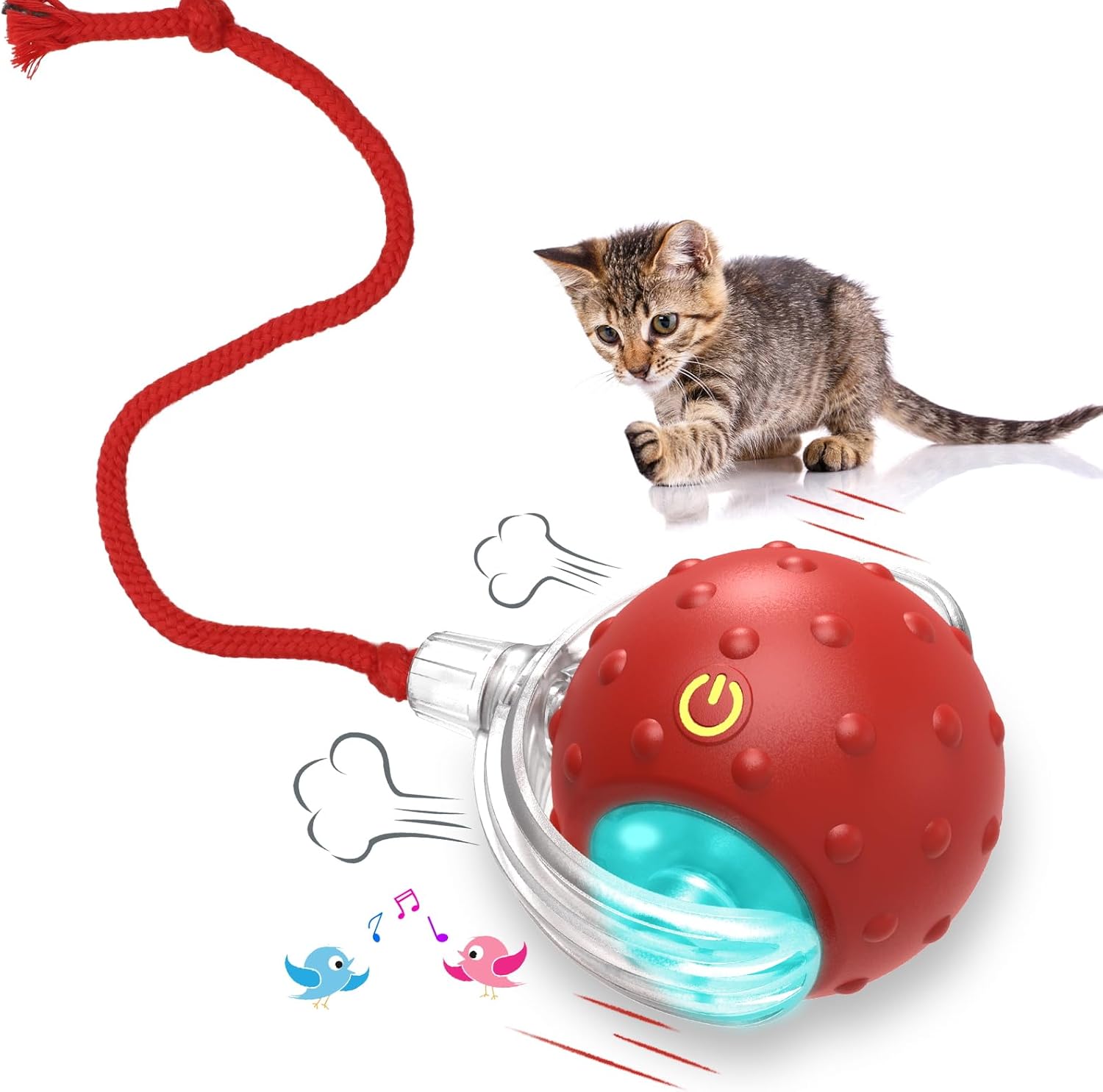 Motion-Activated Chirping Cat Toy - Red