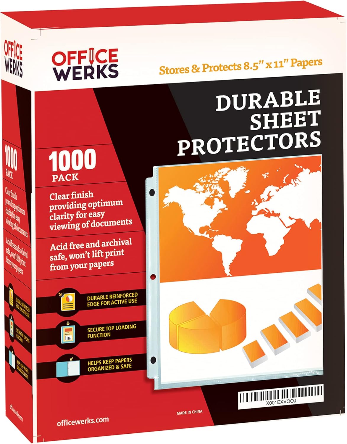 Office Werks 1000 Bulk Sheet Protectors for 3 Ring Binders