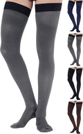Thigh High Compression Socks for Men 20-30 mmHg - Grey Large