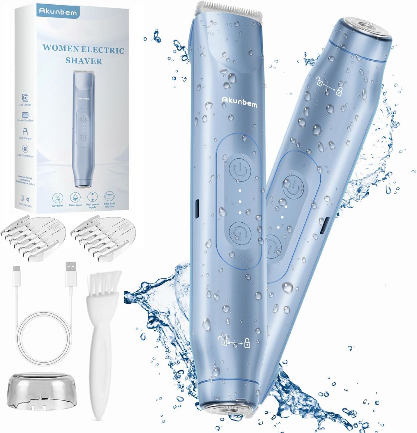 Women Electric Shaver Dual Head Bikini Trimmer for Smooth Skin