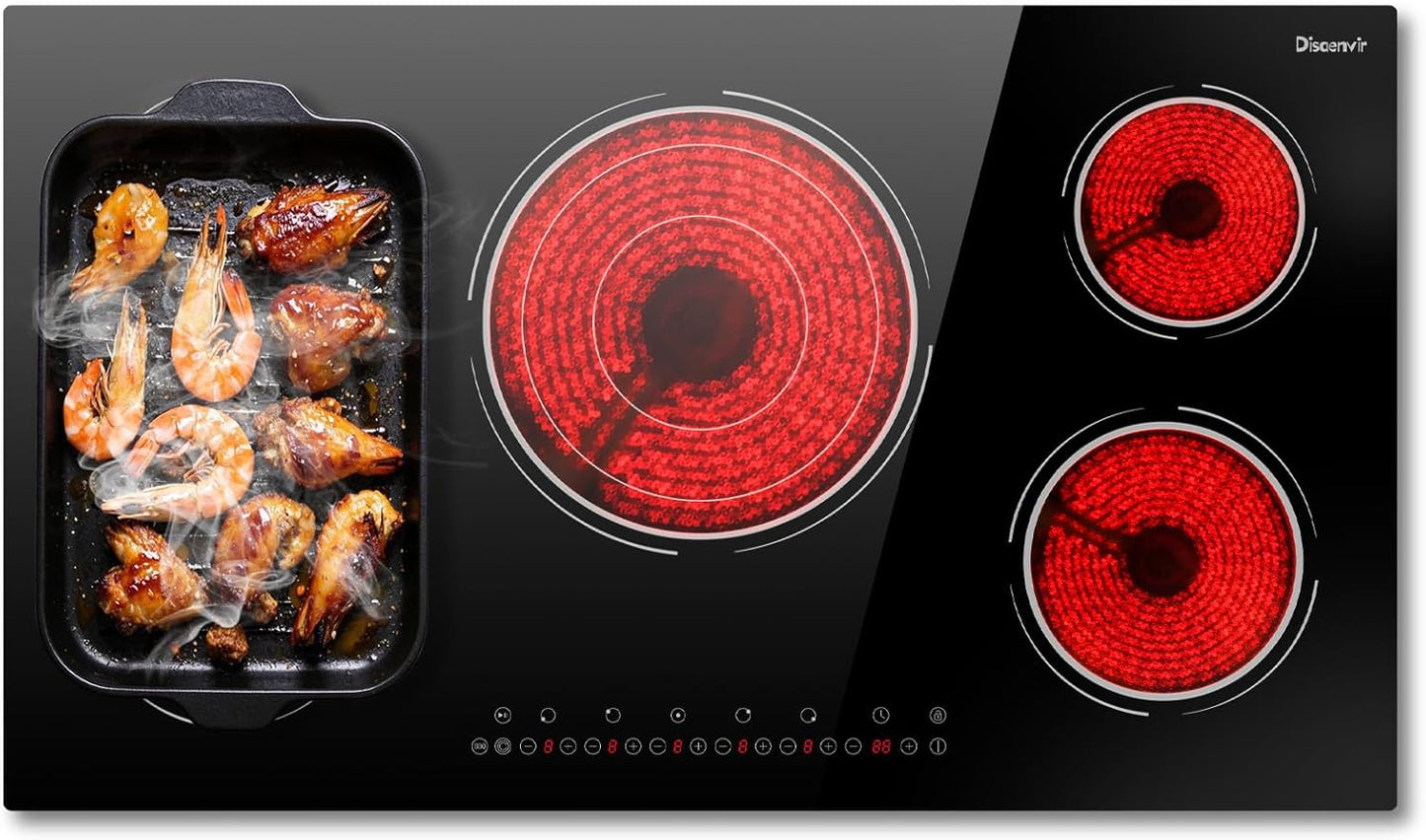 36 Inch Electric Cooktop - 5 Burner Powerful 9700W Stove