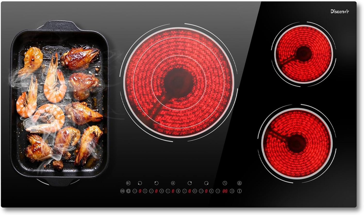 36 Inch Electric Cooktop - 5 Burner Powerful 9700W Stove