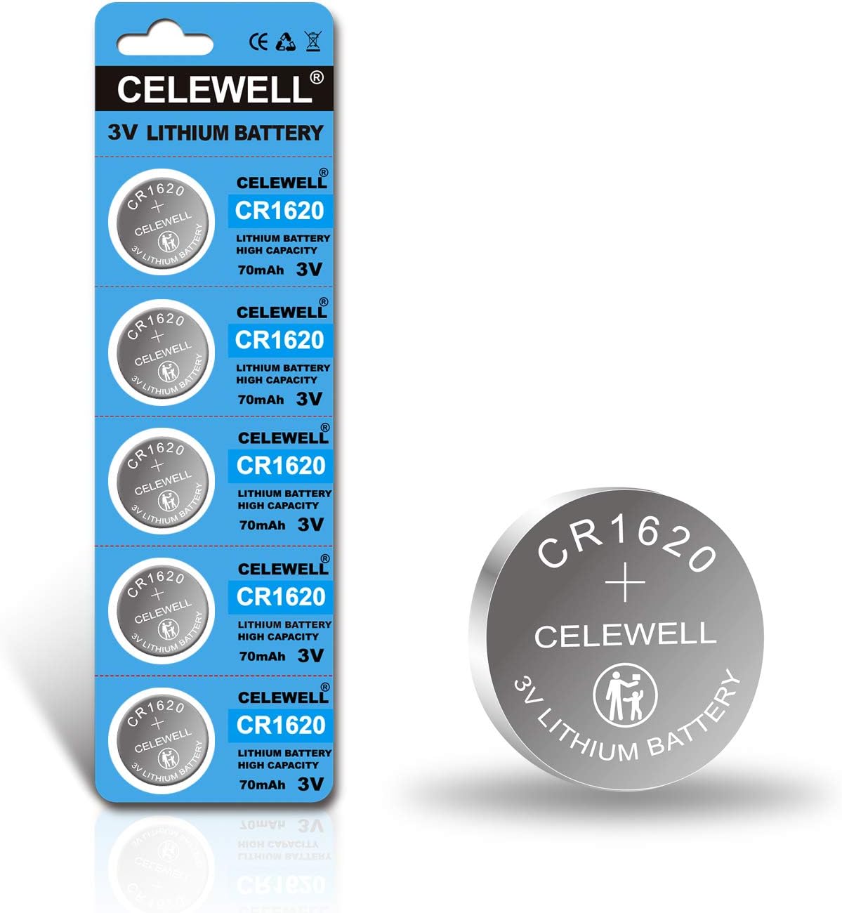 CELEWELL CR1620 5-Pack: Reliable Key Fob Battery