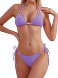 TASHEHE Women's Triangle String Bikini Set - Flattering Ribbed Two top