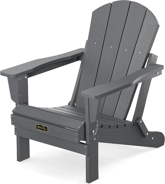 Folding Adirondack Chair for Patio Garden by SERWALL - Gray