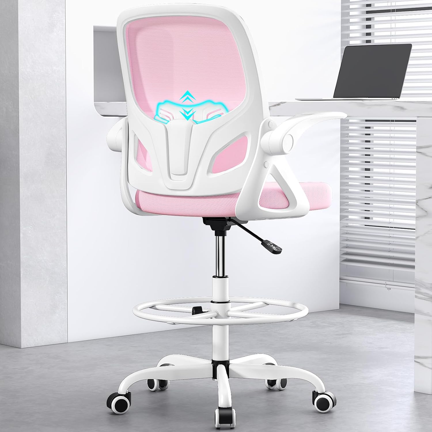 Tall Drafting Chair with Footrest Ring for Ergonomic Comfort