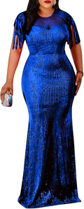 Sequin Tassel Mesh Bodycon Dress for Women - Party Night Glam