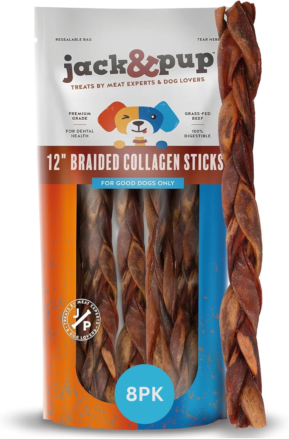 12in Braided Beef Collagen Sticks for Dogs - Healthy Chews