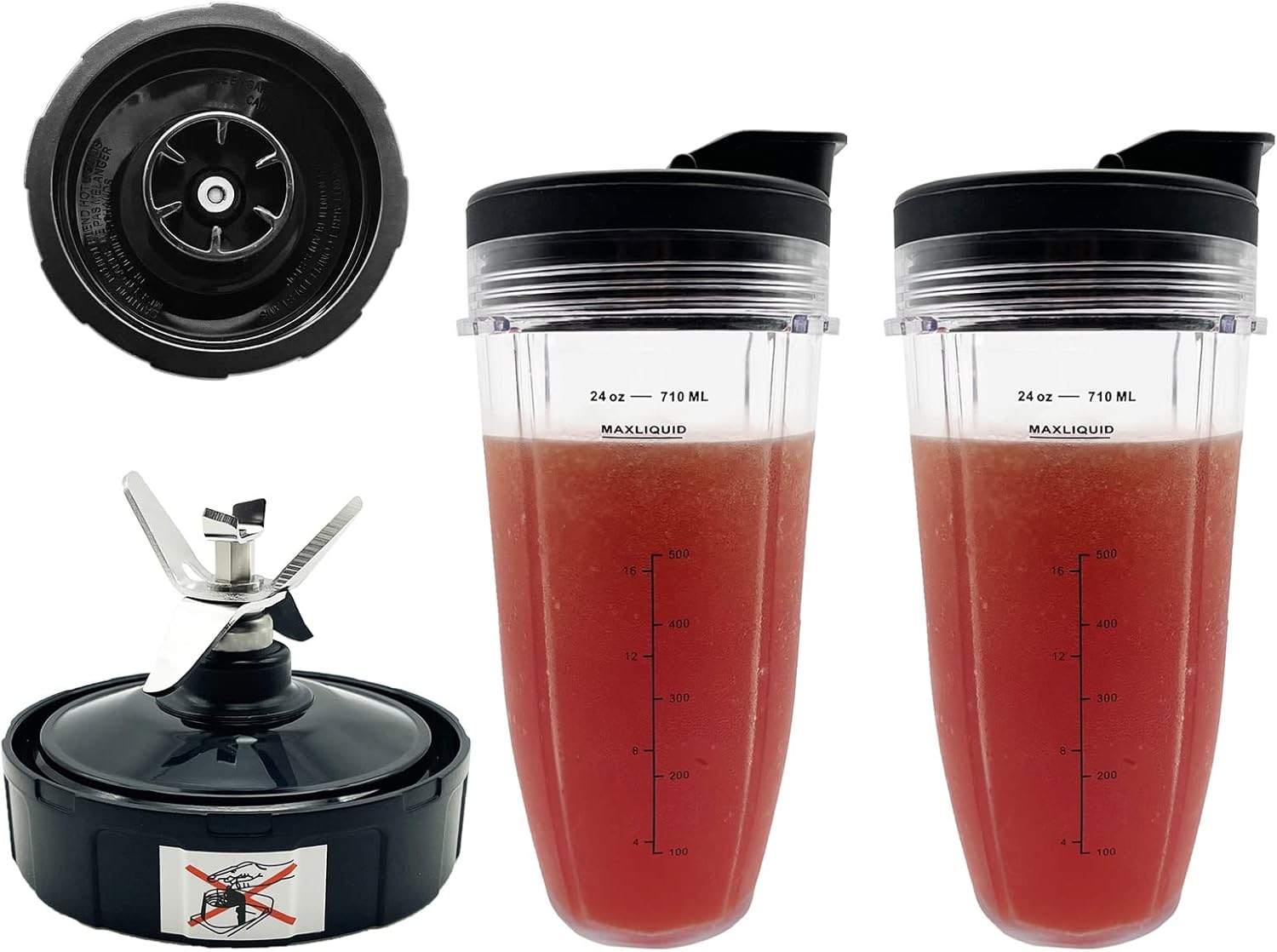 Ninja Blender Replacement Parts - Blend On-the-Go with 24oz Cups & Lids by GENQORN