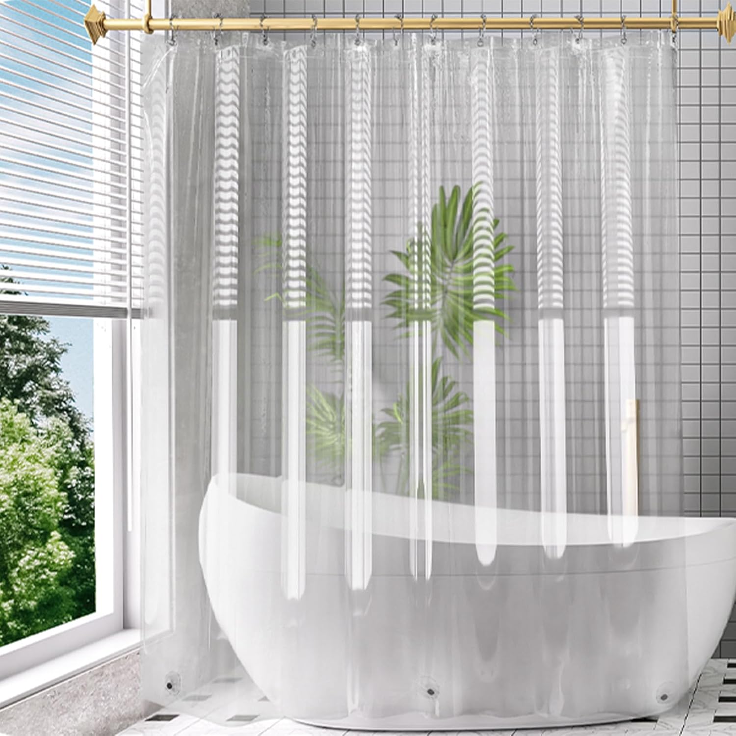 Amazer 72x84 Clear PEVA Shower Liner | Waterproof, Rustproof, 3 magnets
