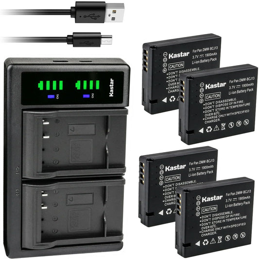 Kastar 4-Pack Battery and USB Charger for Panasonic Lumix Cameras