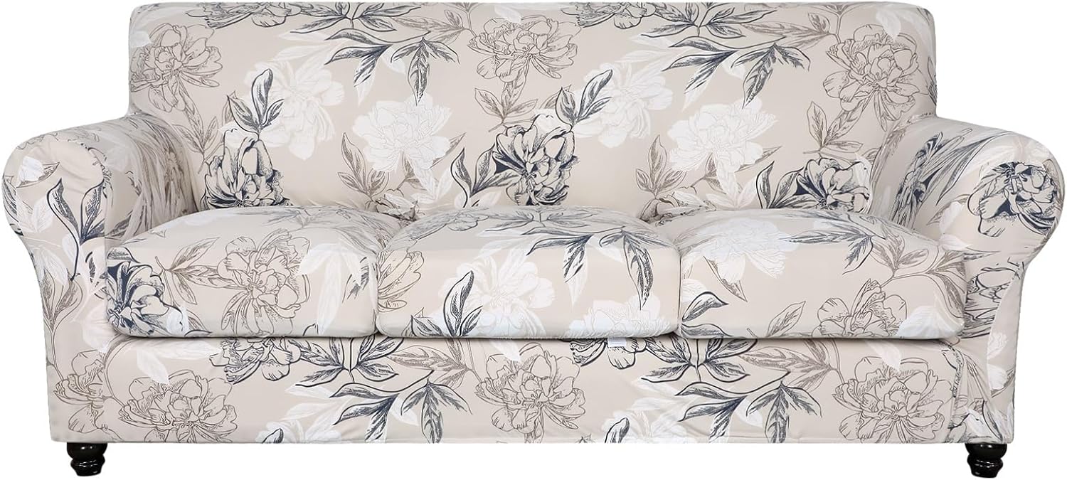SearchI Stretch Sofa Cover Floral Pattern 4 Pieces Slipcover