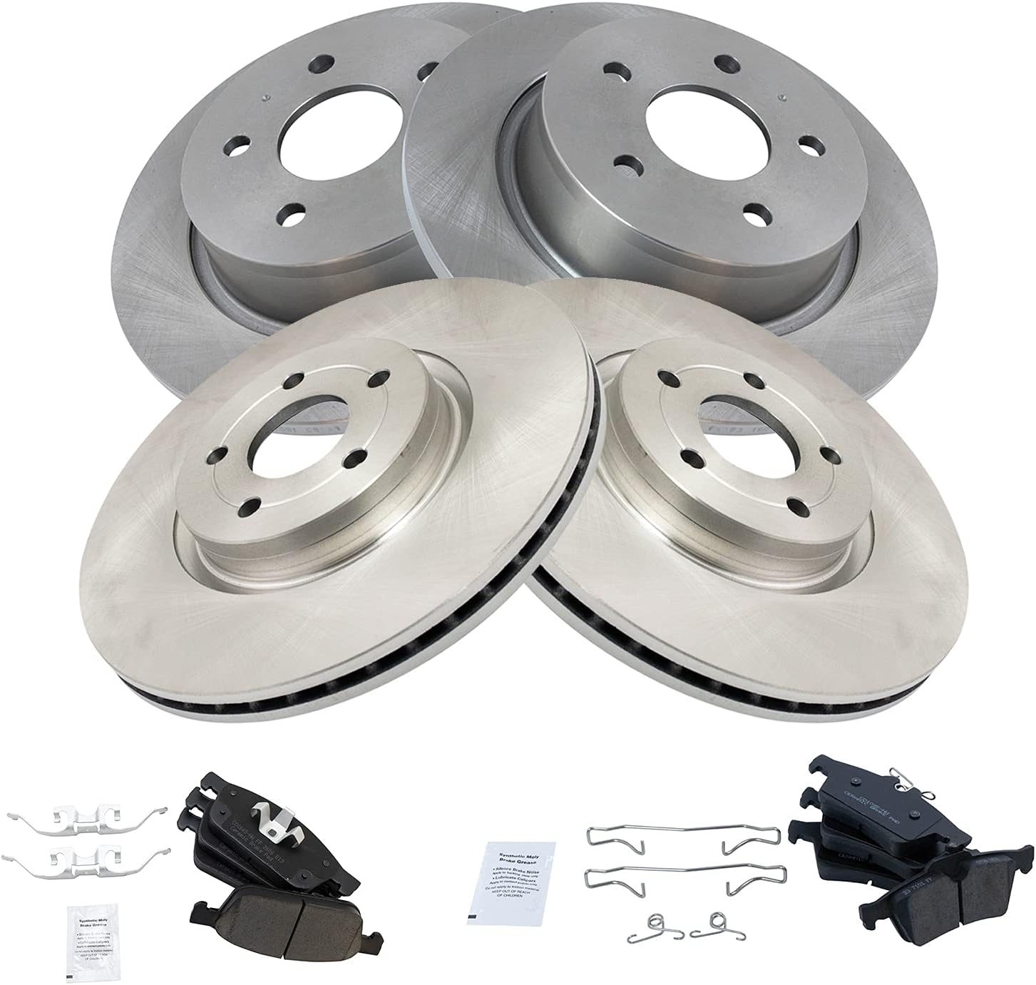 TRQ Front and Rear Brake Pad & Rotor Kit for Ford Escape