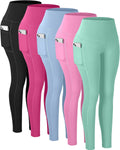 CHRLEISURE Leggings with Pockets for Women High Waisted Tummy