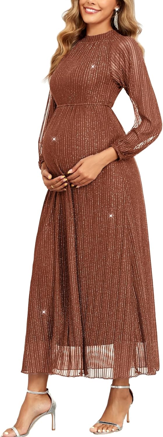 Maternity Sparkly Mesh Dress for Baby Shower and Photoshoot