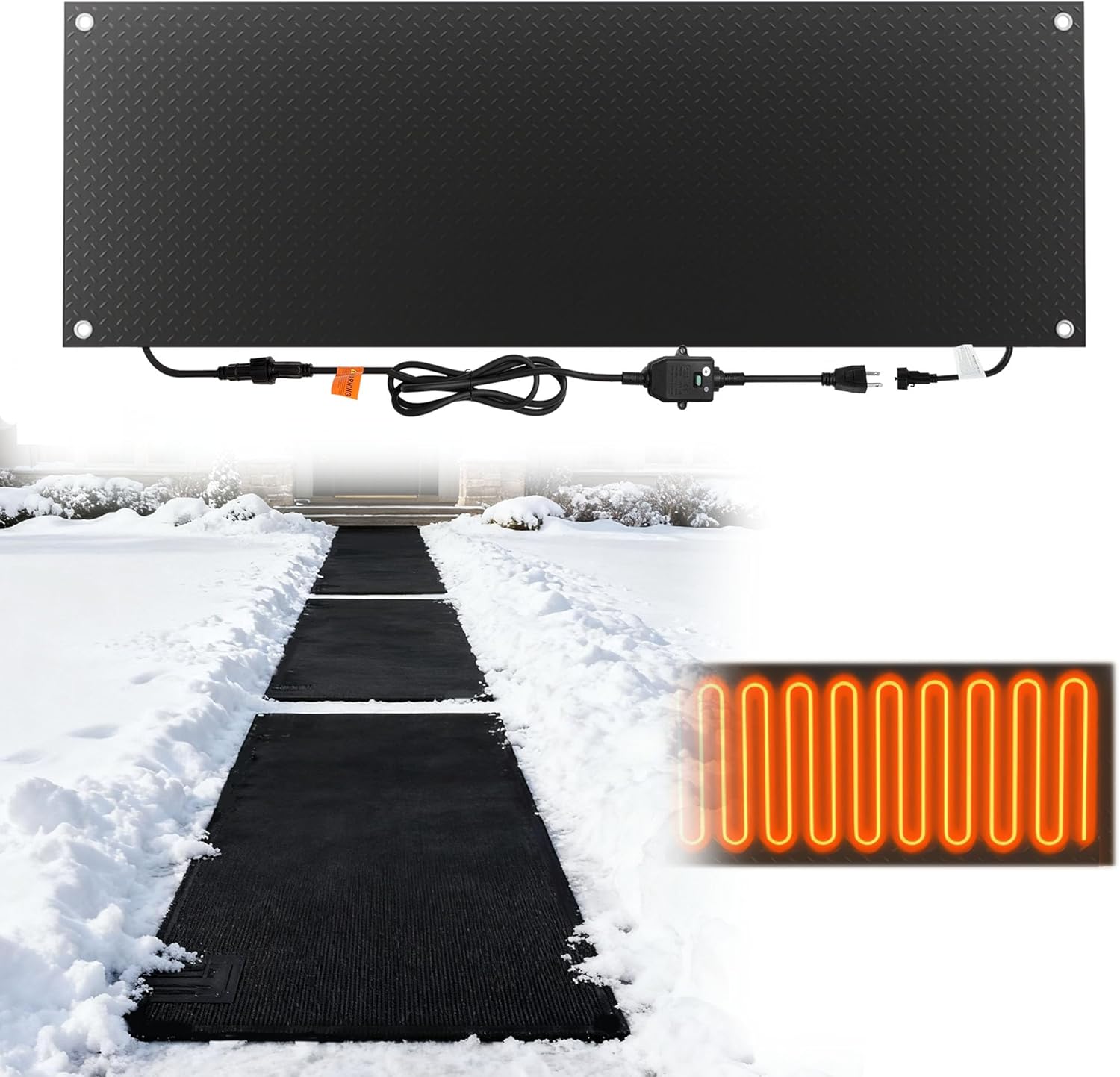 Snow Melting Mats Outdoor 20x60 Inch for Safe Winter Use