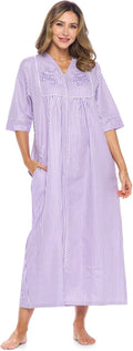 Casual Nights Women's Zip Front Woven House Dress - Easy Zip Midi