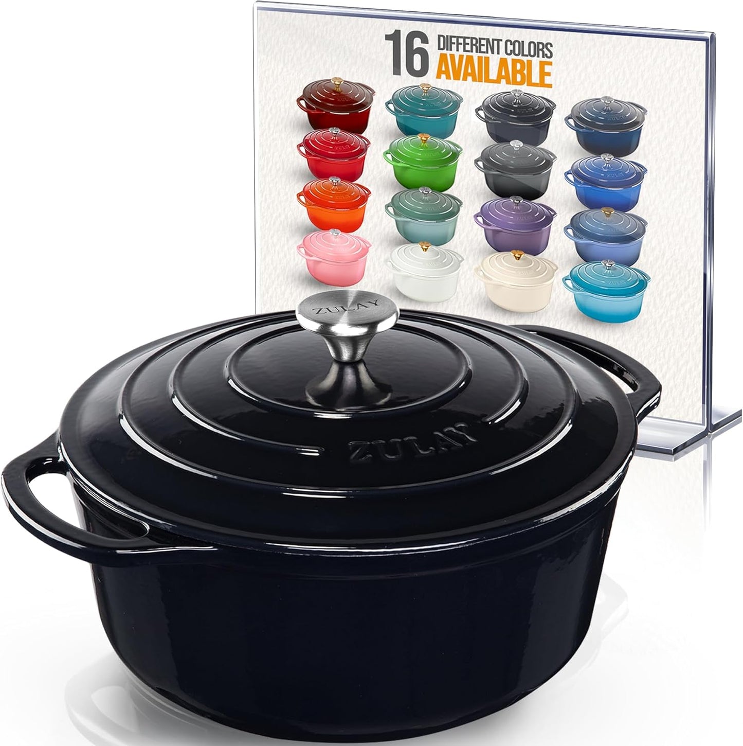 Zulay Kitchen 6 Quart Enameled Cast Iron Dutch Oven for Cooking