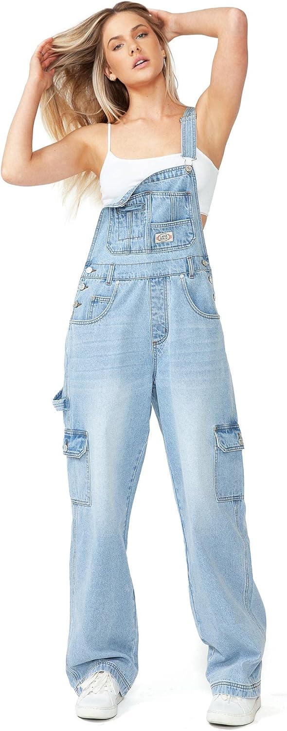 90s Retro Dungaree Utility Soft Denim Jumpsuit for Comfort