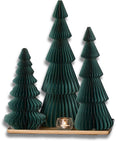 Honeycomb Paper Pine Set of 3 Winter Trees - Vintage Mantel Accent