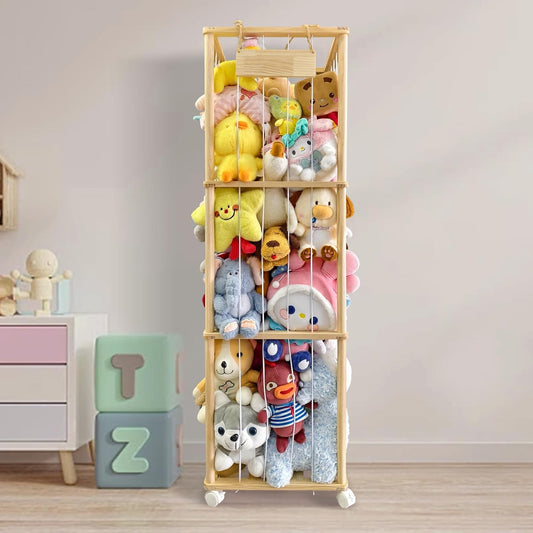 Wooden Stuffed Animal Storage Zoo for Kids Plushie Organizer