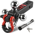 Trailer Hitch Tri-Ball Mount with Swivel Tow Shackle and Hook
