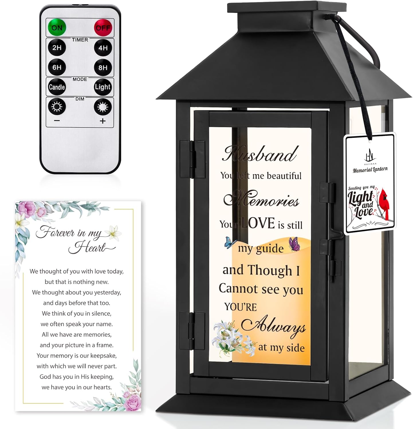 Memorial Lantern for Loss of Husband - Sympathy Gift for Remembrance