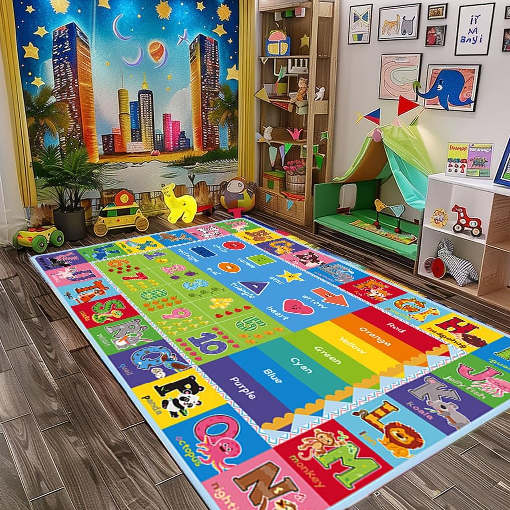 ABC Kids Carpet for Playroom and Classroom - Extra Large Mat