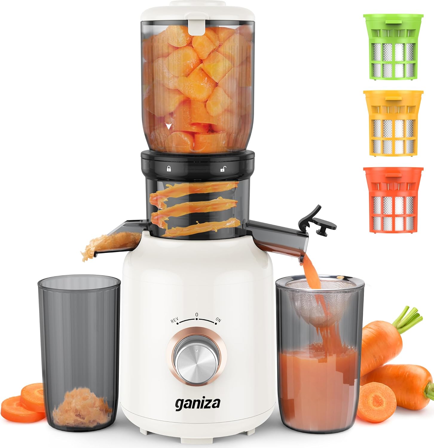 Ganiza Cold Press Juicer with Large Feed Chute for Whole Fruits