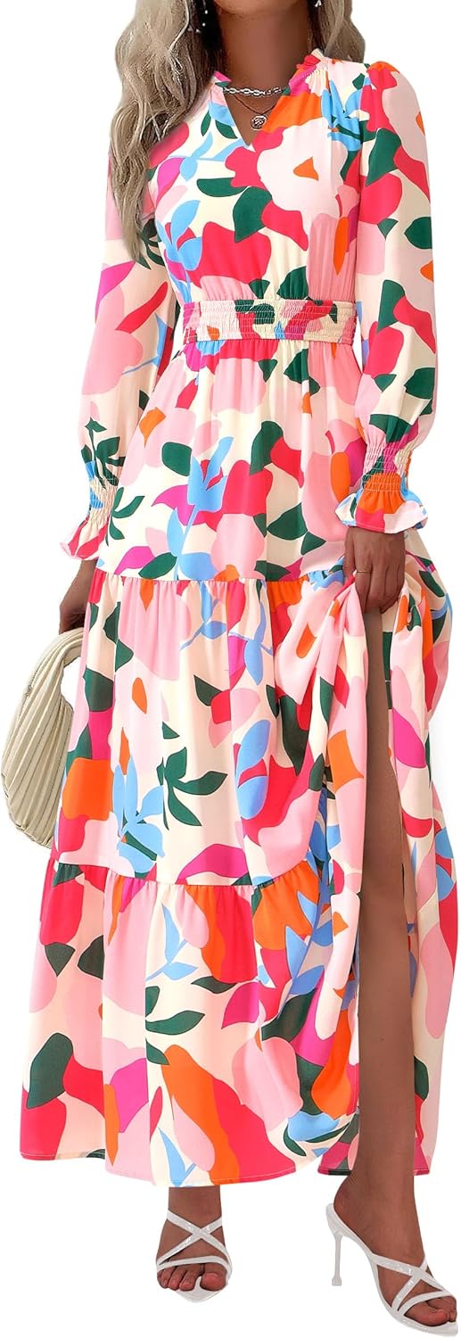 PRETTYGARDEN Women's Floral Maxi Dress for Fall Events