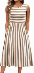 Women's Summer Tank Midi Dress with Pockets Floral Sleeveless A-Line