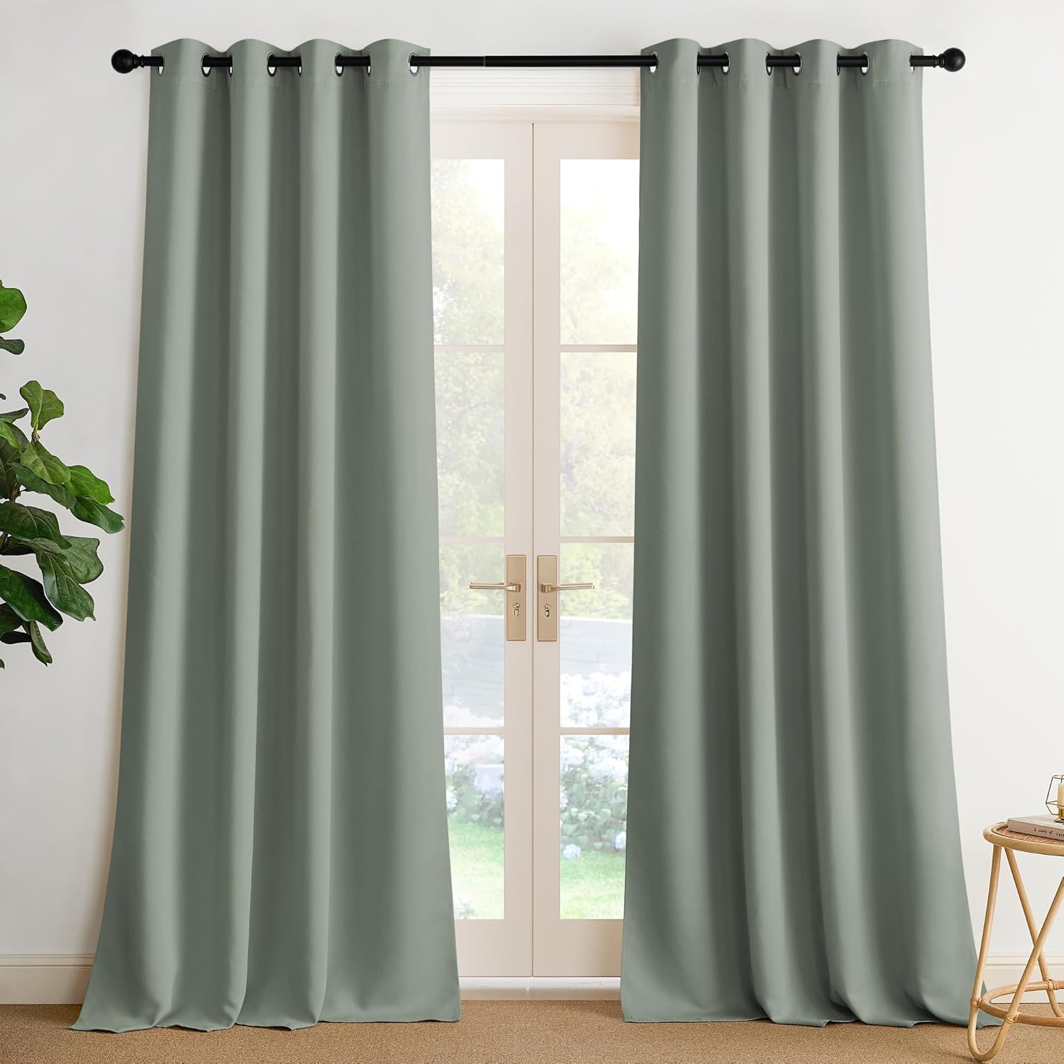 NICETOWN Sage Green Blackout Curtains for Modern Home Decor