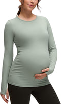 Butterluxe Maternity Crewneck Long Sleeve Top for Women - Slim Fit